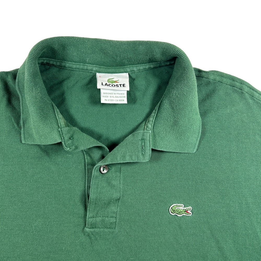 Lacoste Short Sleeve Polo Shirt Mens Medium Green Casual Preppy Regular Fit